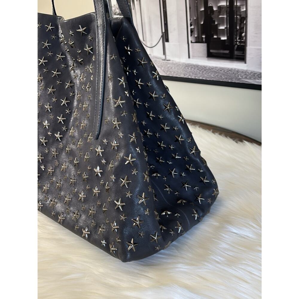 JIMMY CHOO Studded Star Leather Tote Bag - Navy Blue - Picture 3 of 12